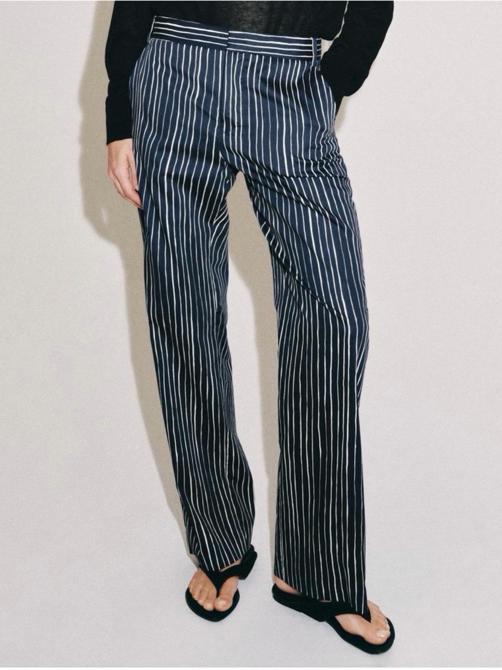 Zara Mid-rise Striped Straight Leg Pants Size S